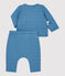 Ensemble 2 pièces bébé matelassés en coton biologique bleu POLOCHON