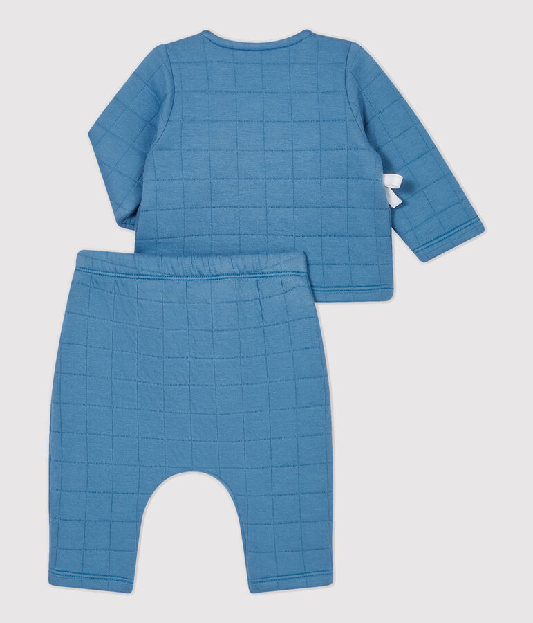 Ensemble 2 pi&egrave;ces b&eacute;b&eacute; matelass&eacute;s en coton biologique bleu