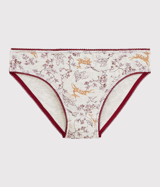 Culotte petite fille en coton beige MONTELIMAR/blanc MULTICO