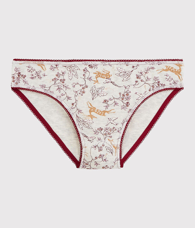 Culotte petite fille en coton beige/multicouleur