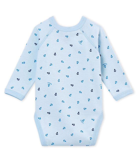 Eerste body met lange mouwen voor babyjongens blauw FRAICHEUR/blauw ALASKA