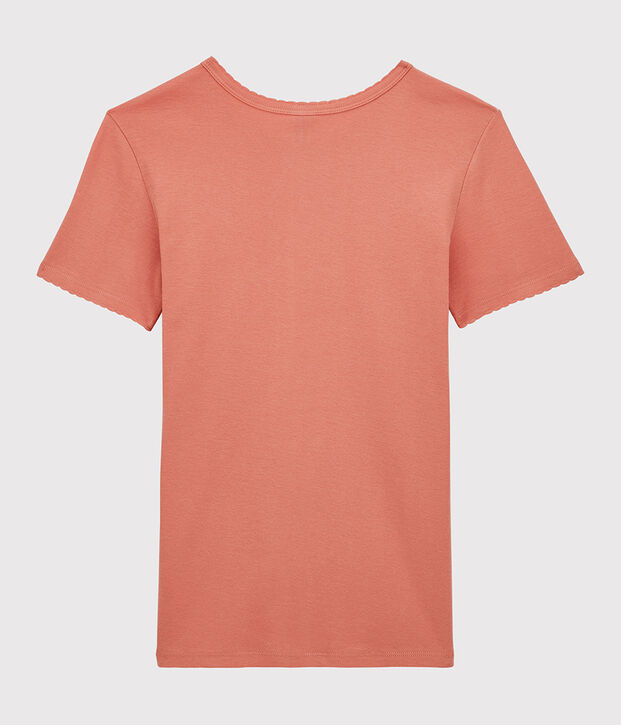 L'ICONIQUE, T-shirt voor dames met cocottesteek in biokatoen roze
