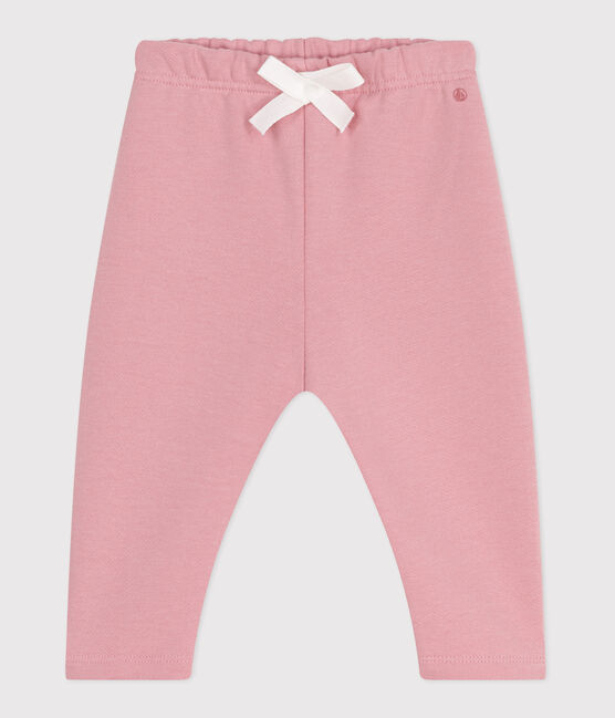 Effen katoenen joggingbroek voor baby's roze CHARME