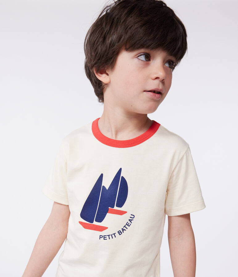Katoenen T-shirt met korte mouwen en print voor kinderen ecru AVALANCHE