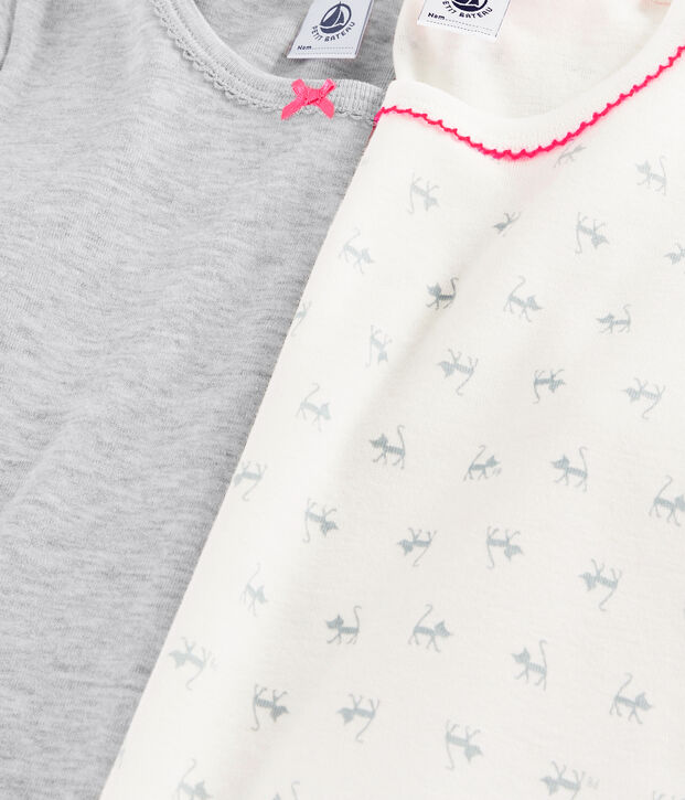 Set van twee T-shirts met korte mouwen voor meisjes met kattenprint multicouleur