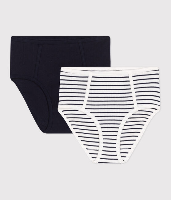 Set van 2 damesslipjes van katoen en elastaan met hoge taille variante 1