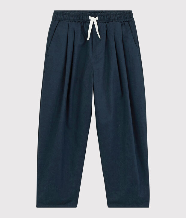 Pantalon confortable en serge de coton enfant gar&ccedil;on bleu marine