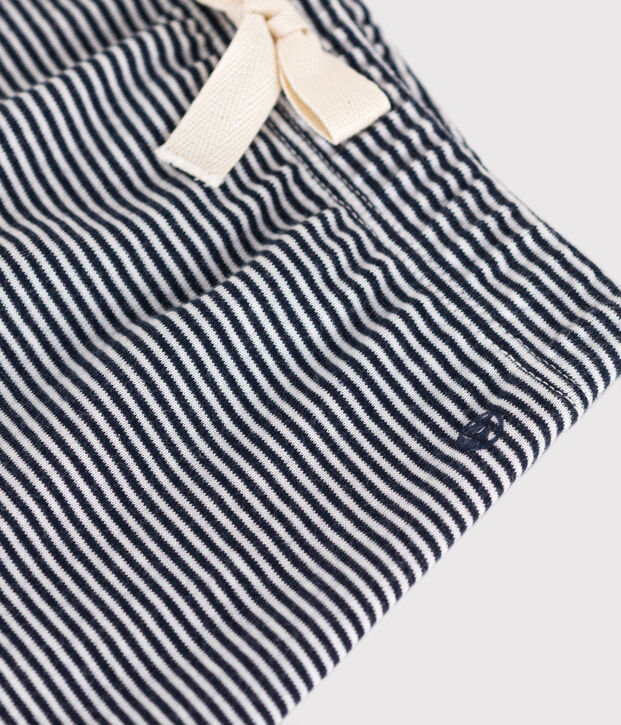 Pantalon en coton bio b&eacute;b&eacute; bleu/blanc