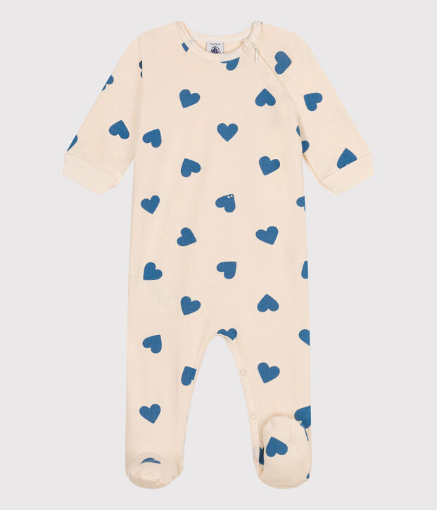 Pyjama en molleton gratt&eacute; imprim&eacute; c&oelig;urs b&eacute;b&eacute; bleu/bleu