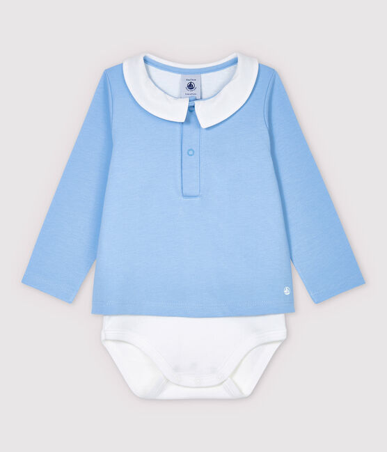 Overhemdbody voor babyjongens met kraag blauw JASMIN