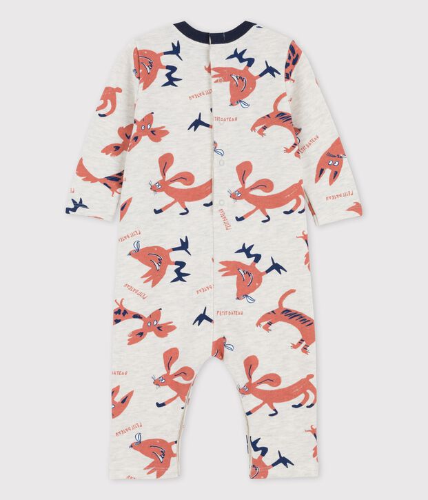 Tuinbroek in molton met dierenprint voor baby's beige/multicouleur