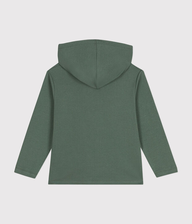 Sweatshirt zipp&eacute; &agrave; capuche en cote enfant gar&ccedil;on vert