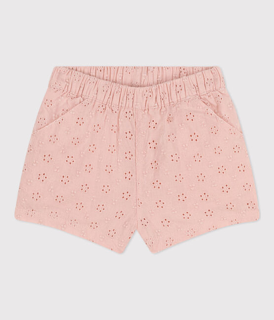 Short met Engels borduurwerk voor baby's roze SALINE