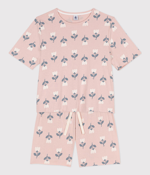 Pyjacourt tulipes en coton femme rose/multicouleur