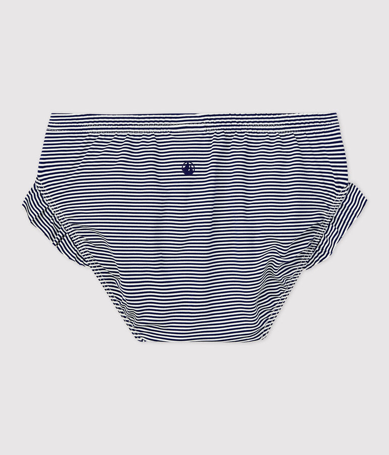 Bas de maillot de bain en mati&egrave;re recycl&eacute;e b&eacute;b&eacute; bleu/blanc