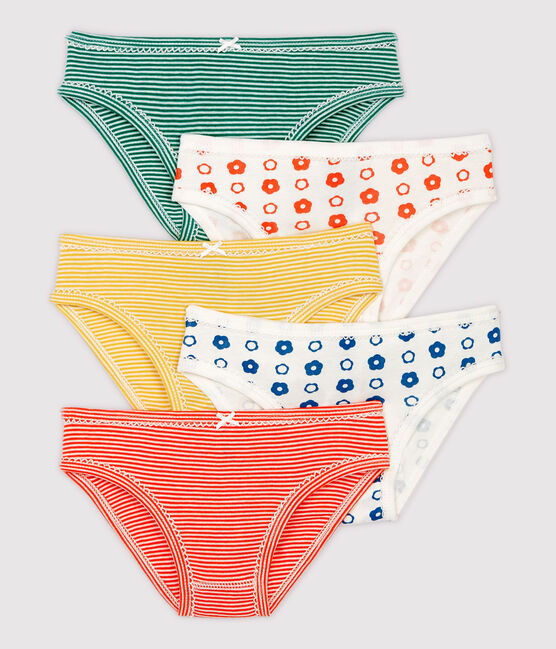 Lot de 5 culottes fleur graphique petite fille en coton biologique variante 1