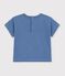 Katoenen effen T-shirt met korte mouwen en motiefje voor baby's blauw