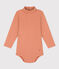 Body manches longues col roulé en coton bébé rose SIENNA
