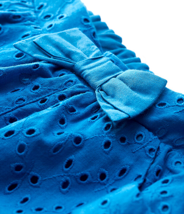 Shorts van Engels borduursel voor babymeisjes blauw
