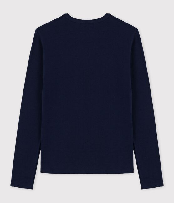 Iconisch T-shirt met cocottesteek in katoen voor dames blauw SMOKING