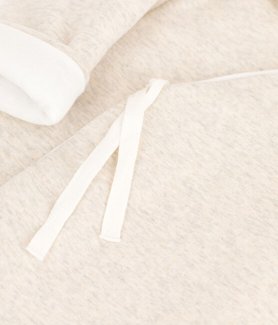 Combinaison longue grise chinée à capuche bébé en coton biologique beige MONTELIMAR CHINE