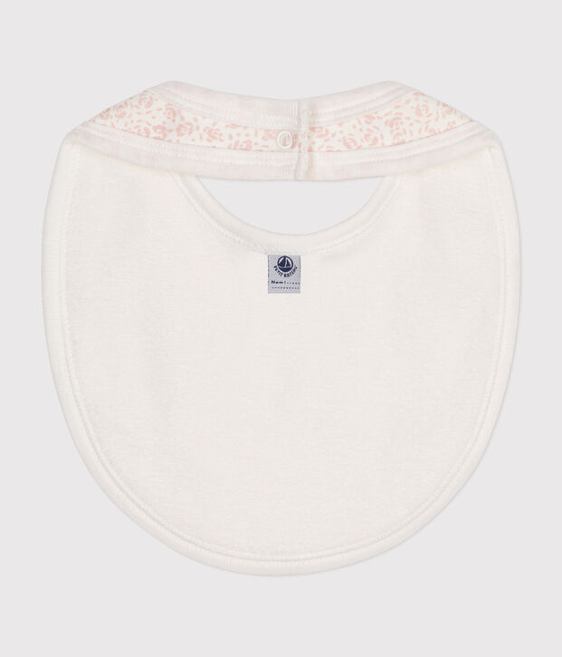 Katoenen slabbetje met print voor baby's wit/roze