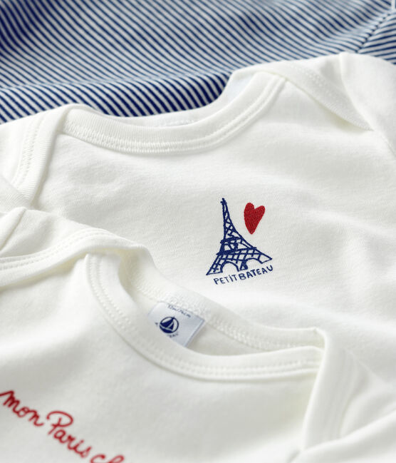 Lot de 3 bodies manches courtes Paris bébé en coton variante 1