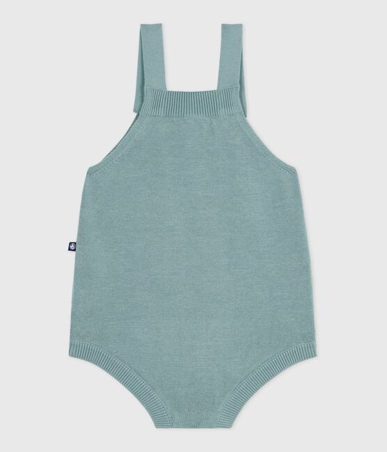 Barboteuse bébé en tricot à point fantaisie à bretelles vert PAUL
