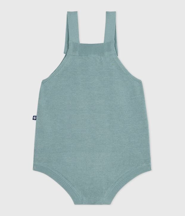 Gebreid babyspeelpakje met bandjes groen