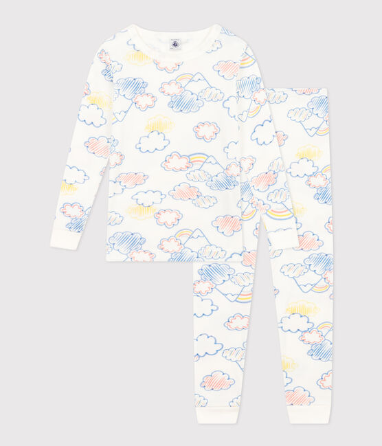 Pyjama ajusté en coton imprimé arc-en-ciel enfant blanc MARSHMALLOW/blanc MULTICO