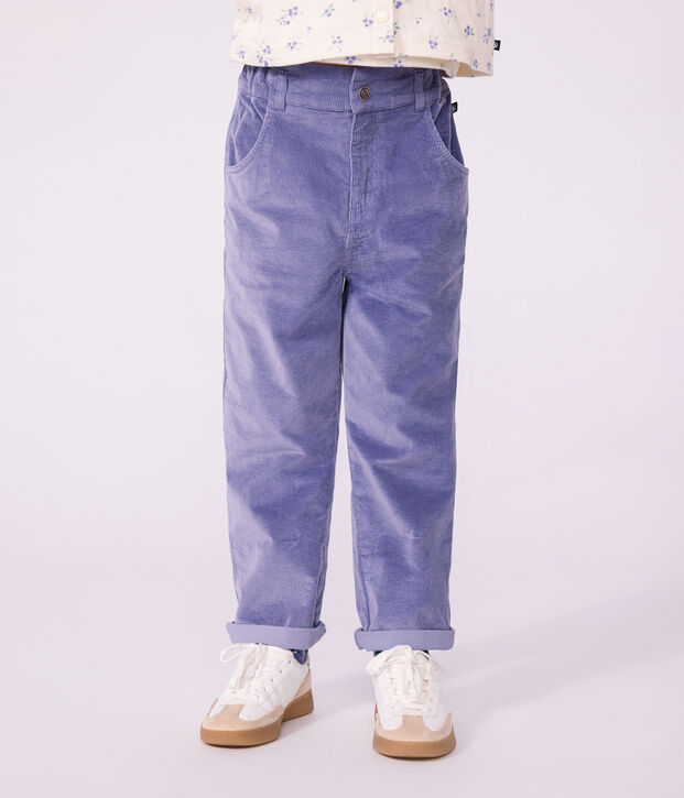 Fluwelen broek voor kinderen purper