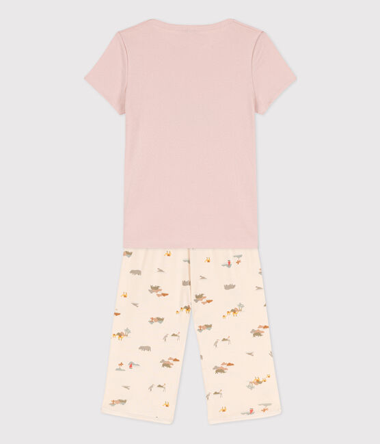 Pyjacourt animaux en coton petite fille rose SALINE/blanc MULTICO