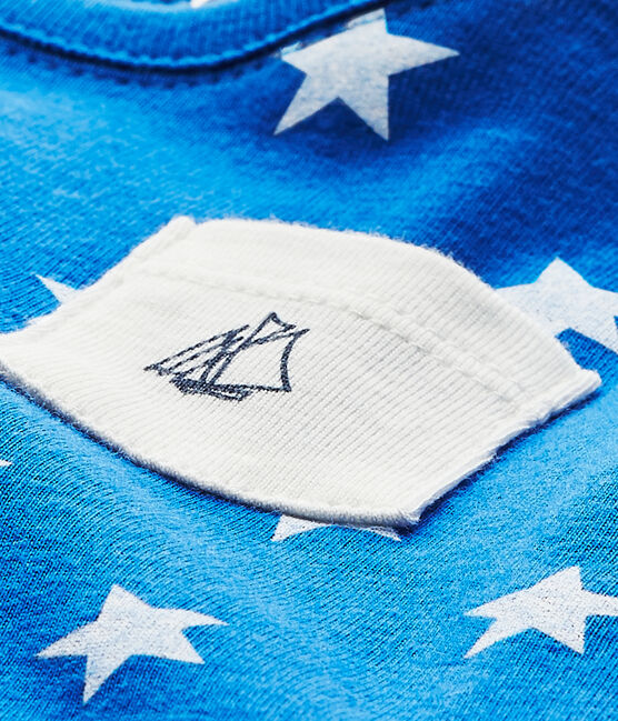 Tee-shirt bébé garçon imprimé bleu PERSE/blanc MARSHMALLOW