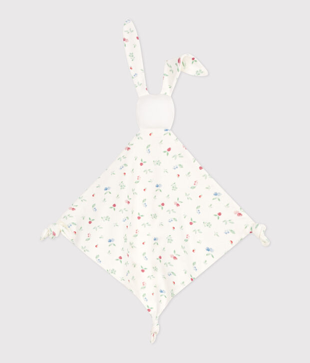 Katoenen babyknuffel met print wit/multicouleur