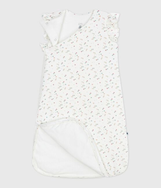 Fluwelen babytrappelzak met bloemenprint TOG 3 wit MARSHMALLOW/wit MULTICO