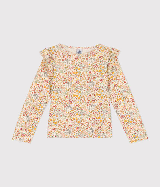Tee-shirt manches longues en côte enfant fille blanc AVALANCHE/ MULTICO