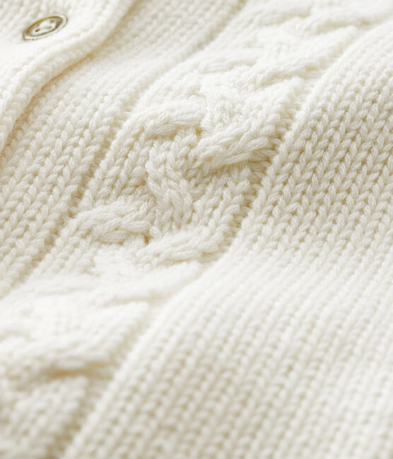 Cardigan bébé laine et coton blanc MARSHMALLOW