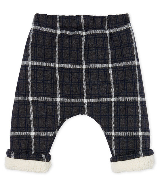 Broek met ruitjes en sherpavoering babyjongen zwart CITY/wit MULTICO
