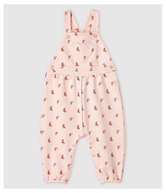 Salopette imprimé en molleton bébé fille rose FLEUR/blanc MULTICO