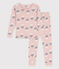 Aansluitende pyjama van katoen voor meisjes roze SALINE/wit MULTICO