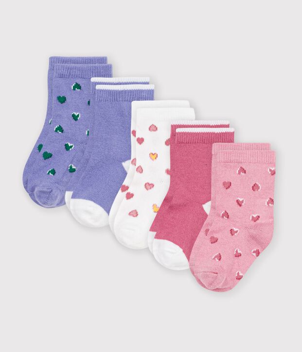 5 paires de chaussettes b&eacute;b&eacute; en coton imprim&eacute;es c&oelig;urs multicouleur