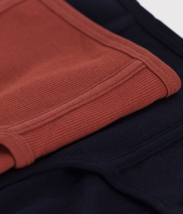 Set van 2 effen damesslips van katoen en elastaan multicouleur