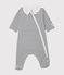 Bodyjama met rits baby van gebreide stof wit MARSHMALLOW/blauw SMOKING