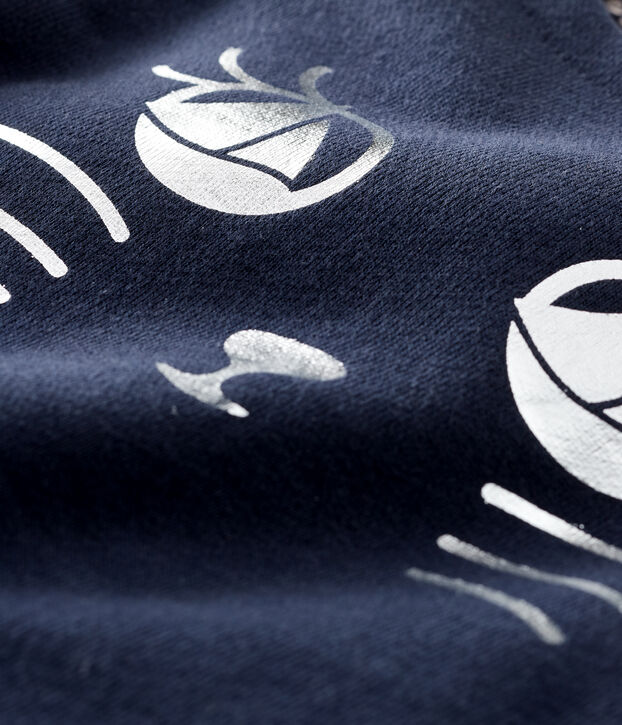 Jurk met lange mouwen babymeisje blauw/wit