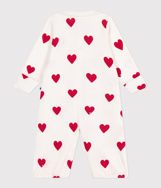 Combisac bébé en coton à col cœurs rouges blanc MARSHMALLOW/rouge TERKUIT