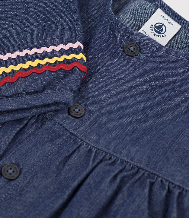 Robe b&eacute;b&eacute; en denim manches longues bleu