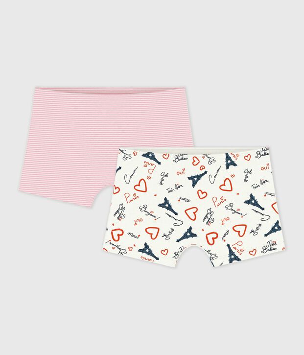 Lot de shorties enfant en coton long imprim&eacute; Paris multicouleur