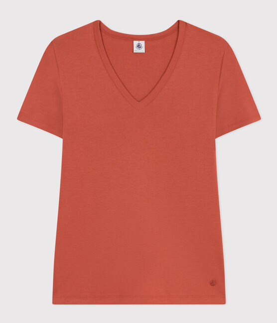 L'Iconique, effen katoenen T-shirt voor dames bruin FAMEUX