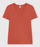 L'Iconique, effen katoenen T-shirt voor dames bruin FAMEUX