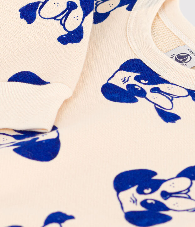 Sweatshirt in molton met print voor baby's. ecru/multicouleur